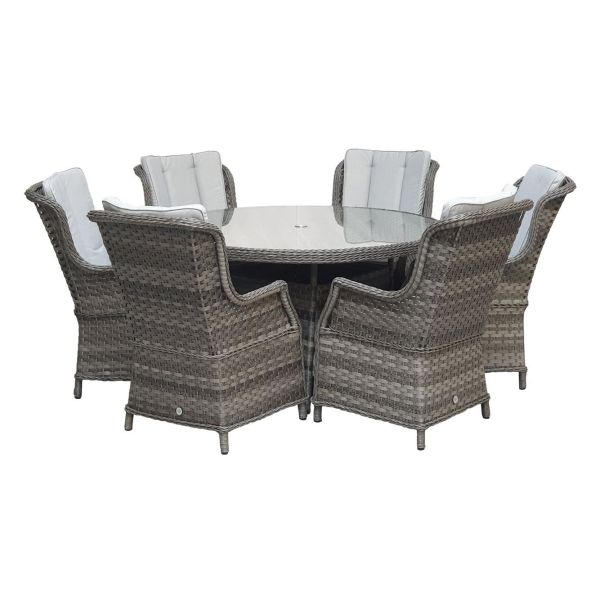 Victoria Round Dining Set With 6 High Back Armchairs, Grey colour ,image 1