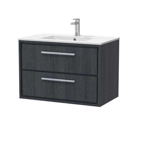 800mm Wall Hung 2-Drawer Vanity with Basin - 1 Tap Hole - Hudson Reed LIL2226C Grey, Grey colour ,image 1