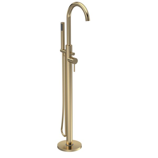 Tec Floor Standing Bath Shower Mixer - Hudson Reed PN821 Brushed Brass, Brushed Brass colour ,image 1