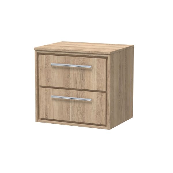 600mm Wall Hung 2-Drawer Vanity with Worktop - Hudson Reed LIL3024W Oak, Oak colour ,image 1