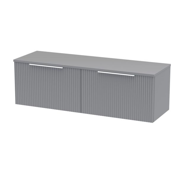 1200mm Wall Hung 2 Drawer Vanity & Worktop - Hudson Reed DFF294W2 Grey, Grey colour ,image 1