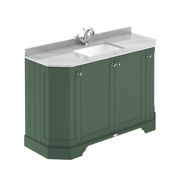 1200mm 4-Door Angled Unit & Marble Top 1TH - Hudson Reed LOF860 Hunter Green, Green colour ,image 1