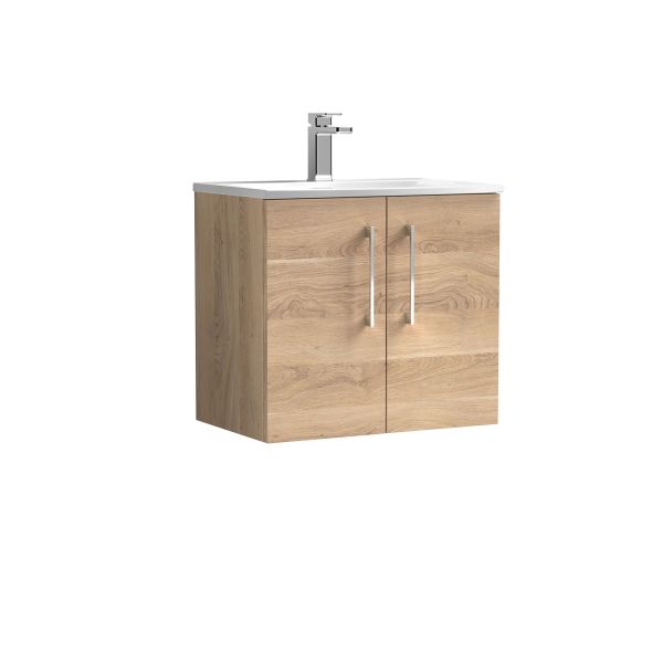 600mm Wall Hung 2-Door Vanity & Basin 4 - Nuie ARN3023G Oak, Oak colour ,image 1
