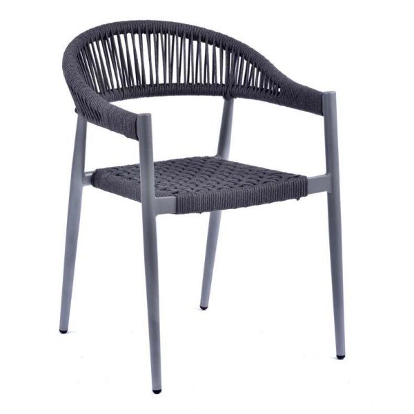 Rope Weave 770 x 560 Arm Chair - Half Back Woven Seat - Neutral, Grey colour ,image 1