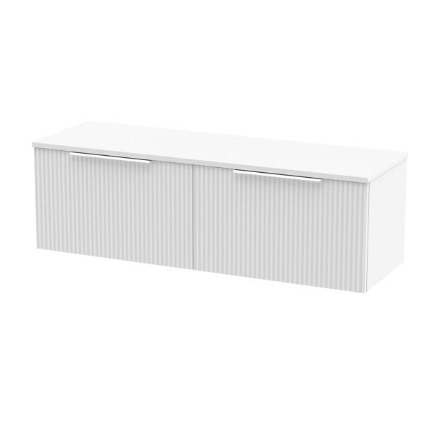 1200mm Wall Hung 2 Drawer Vanity & Worktop - Hudson Reed DFF194W2 White, White colour ,image 1