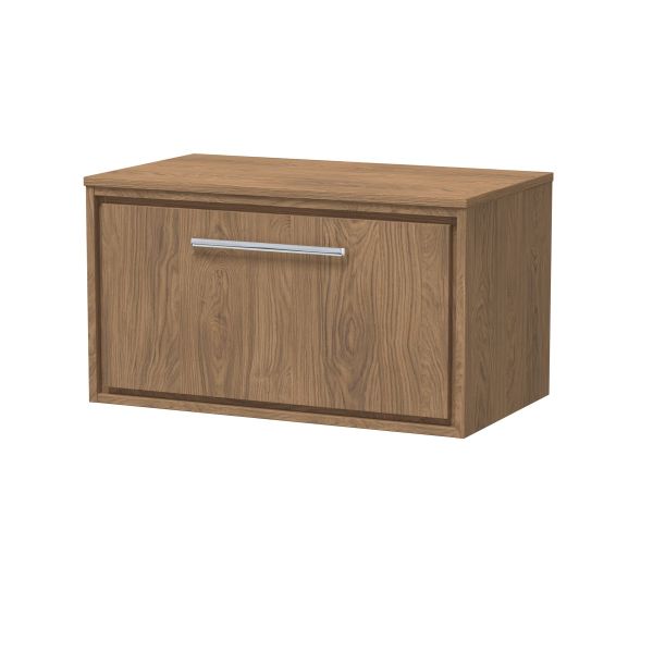 800mm Wall Hung Single Drawer Vanity with Worktop - Hudson Reed LIL2725W Oak, Oak colour ,image 1