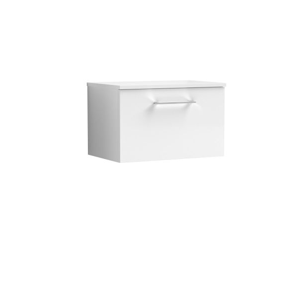 600mm Wall Hung 1 Drawer Vanity & Worktop - Nuie ARN122W White, White colour ,image 1