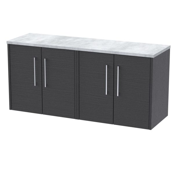 1200 Wall Hung 4-Door Vanity & Laminate Worktop - Hudson Reed JNU2223LBG2 Grey, Grey colour ,image 1