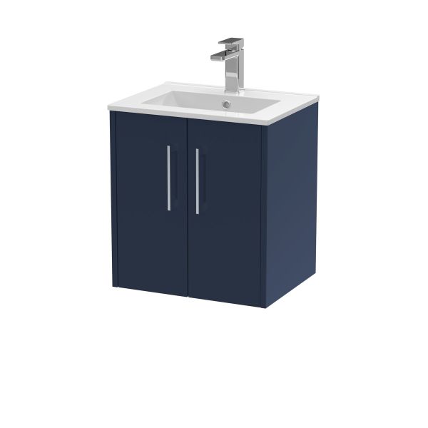 500mm Wall Hung 2-Door Vanity & Basin 2 - Hudson Reed JNU2921B Blue, Blue colour ,image 1