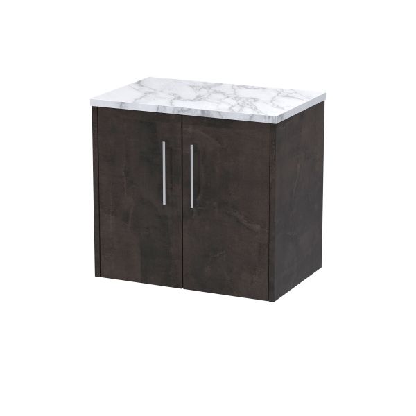 600 Wall Hung 2-Door Vanity & Laminate Worktop - Hudson Reed JNU2623LCM Brown, Brown colour ,image 1