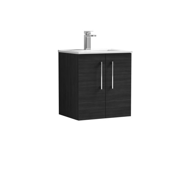 500mm Wall Hung 2 Door Vanity & Basin 2 - Nuie ARN621B Black, Black colour ,image 1