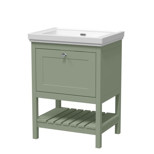 600mm Floor Standing Vanity & Basin 0TH - Hudson Reed BEX825H Green, Green colour ,image 1