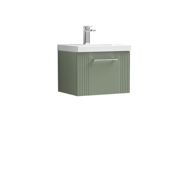 500mm Wall Hung Single Drawer Vanity & Basin 3 - Nuie DPF891D Green, Green colour ,image 1