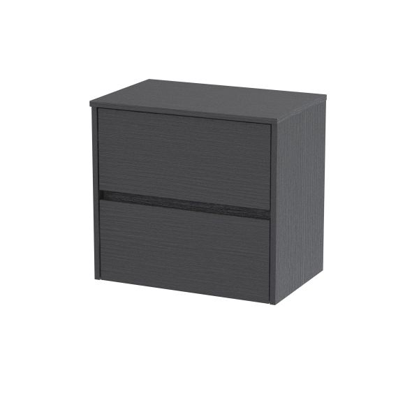 600mm Wall Hung 2 Drawer Unit & Worktop - Nuie HAV2204W Grey, Grey colour ,image 1
