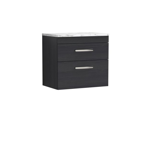 600 Wall Hung 2-Drawer Unit & Laminate Worktop - Nuie ATH047LCM Black, Black colour ,image 1