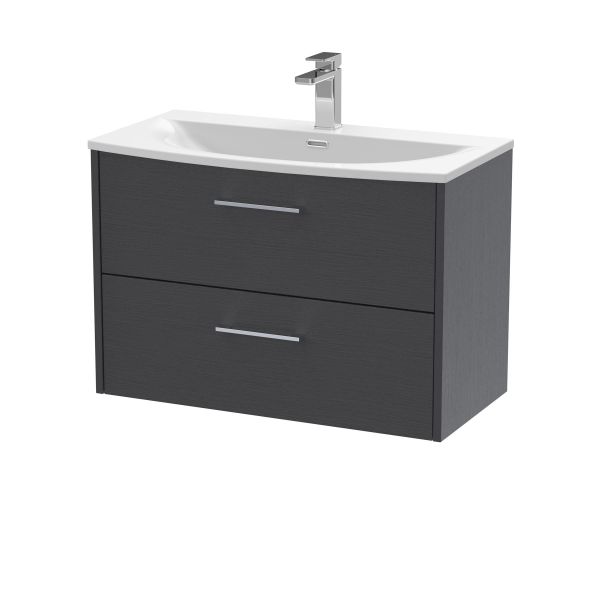 800mm Wall Hung 2 Drawer Vanity & Basin 4 - Hudson Reed JNU2226G Grey, Grey colour ,image 1
