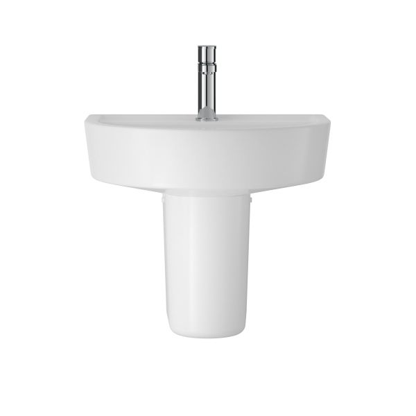 420mm Basin & Semi Pedestal - Hudson Reed CMA004 White, White colour ,image 1