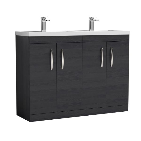 1200mm Floor Standing Cabinet With Double Basin - Nuie ATH026C Charcoal Black, Hacienda Black colour ,image 1