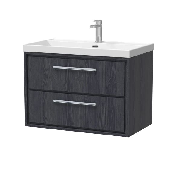 800mm Wall Hung 2-Drawer Vanity with Basin - 1 Tap Hole - Hudson Reed LIL2226E Grey, Grey colour ,image 1