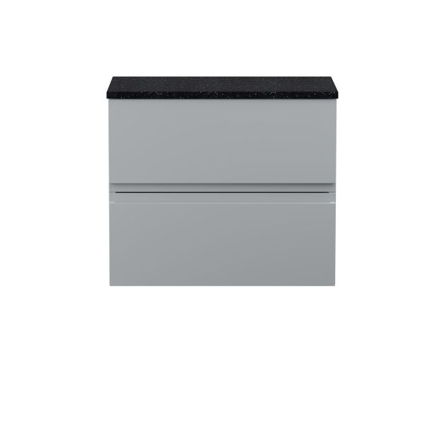 600mm Wall Hung 2-Drawer Vanity Unit & Laminate Worktop - Hudson Reed URB204LSB Satin Grey, Grey colour ,image 1