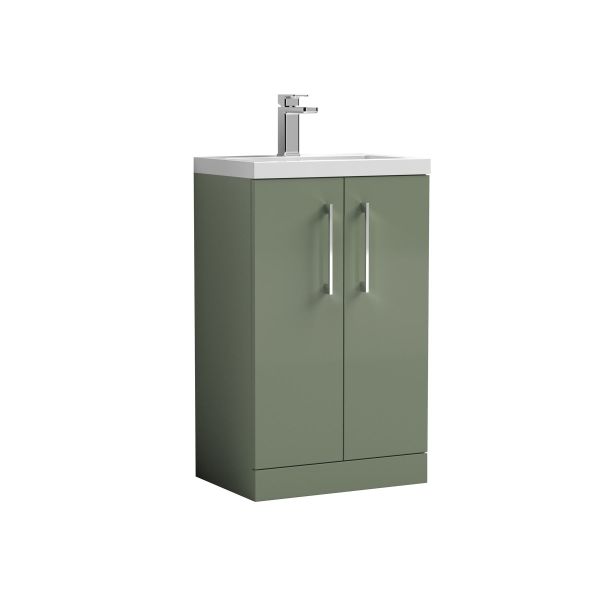 500mm Floor Standing 2 Door Vanity & Polymarble Basin - Nuie PAL118 Green, Green colour ,image 1