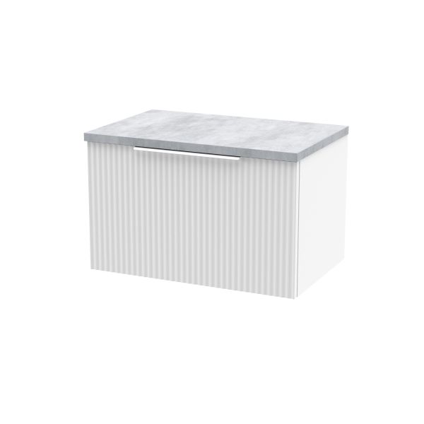 600mm Wall Hung Single Drawer Vanity & Laminate Top - Hudson Reed DFF194LBG White, White colour ,image 1