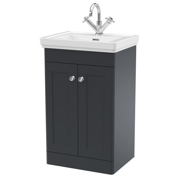 500mm Floor Standing 2-Door Vanity & Basin 1TH - Nuie CLC1423A Black, Black colour ,image 1