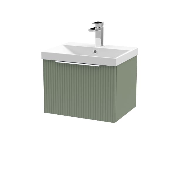 500mm Wall Hung Single Drawer Vanity & Basin 3 - Hudson Reed DFF891D Green, Green colour ,image 1