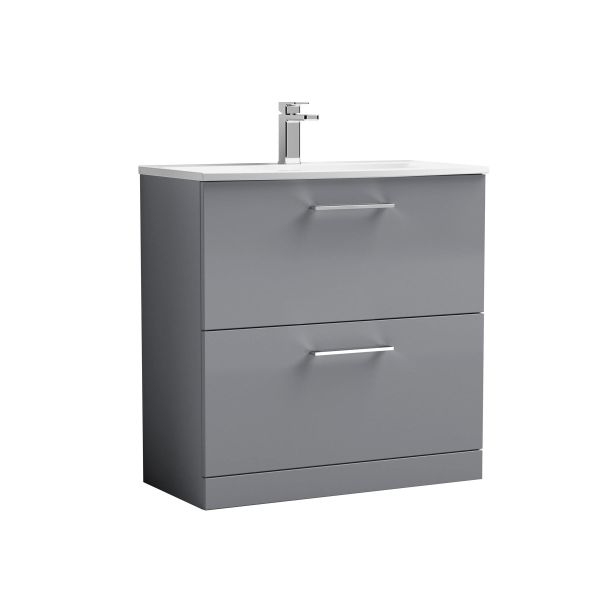 800mm Floor Standing 2 Drawer Vanity & Basin 4 - Nuie ARN2235G Grey, Grey colour ,image 1