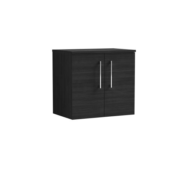 600mm Wall Hung 2 Door Vanity & Worktop - Nuie ARN623W Black, Black colour ,image 1