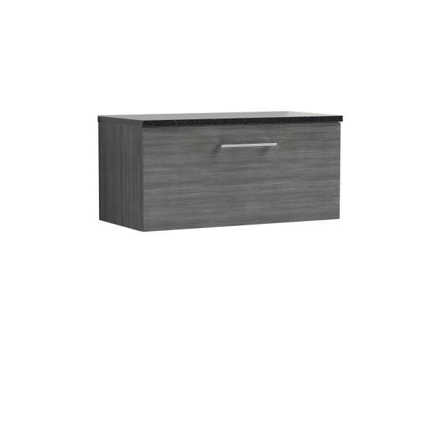800mm Wall Hung 1 Drawer Vanity & Laminate Top - Nuie ARN525LSB Grey, Grey colour ,image 1