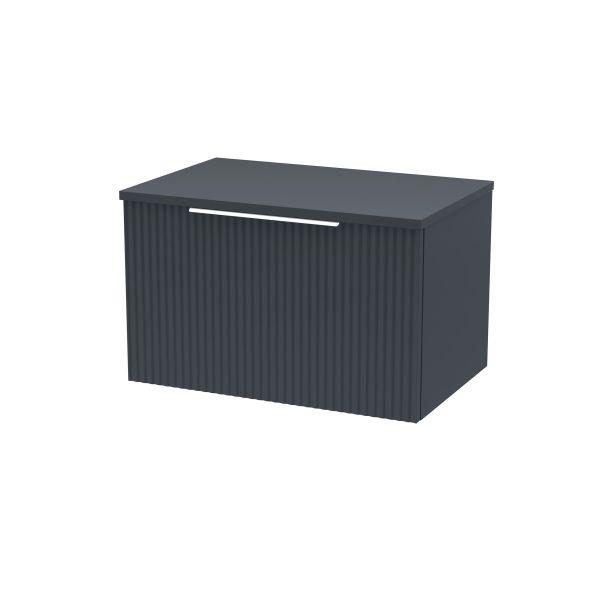 600mm Wall Hung Single Drawer Vanity & Worktop - Hudson Reed DFF1494W Black, Black colour ,image 1