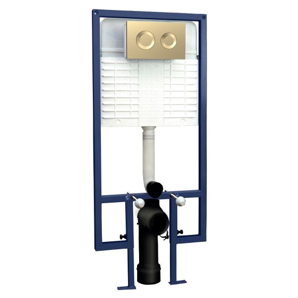 Dual Flush Concealed Cistern Frame Round Plate - Hudson Reed XTY809R Brass, Brass colour ,image 1