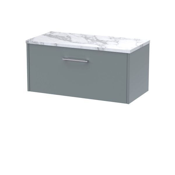 800 Wall Hung Single Drawer Vanity & Laminate Worktop - Hudson Reed JNU2325LCM Grey, Grey colour ,image 1