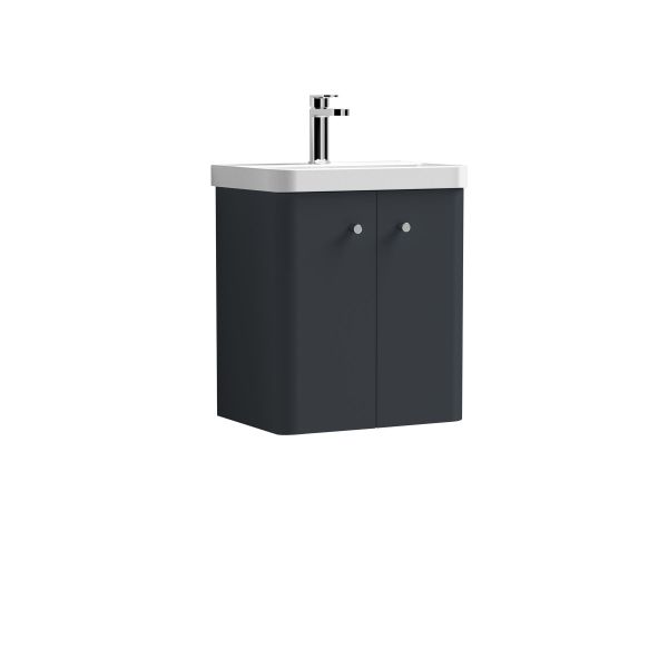 500mm Wall Hung 2 Door Unit & Basin - Nuie COR1403 Black, Black colour ,image 1