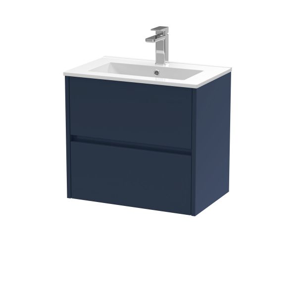 600mm Wall Hung 2-Drawer Unit & Basin 2 - Nuie HAV2904B Blue, Blue colour ,image 1