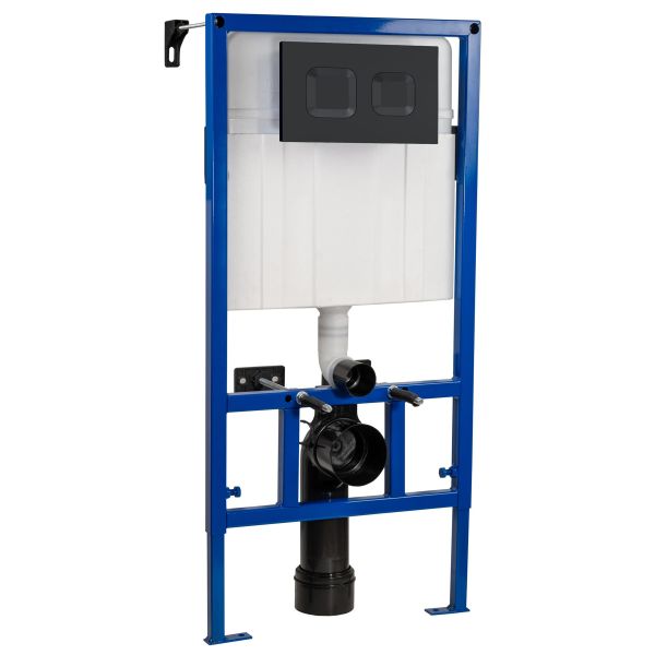 Dual Flush Concealed Cistern Frame with Square Plate - Hudson Reed XTY407S Black, Black colour ,image 1