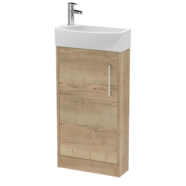 440mm Floor Standing 1 Door Unit & 1TH Basin RH - Hudson Reed JNU1821R Oak, Oak colour ,image 1