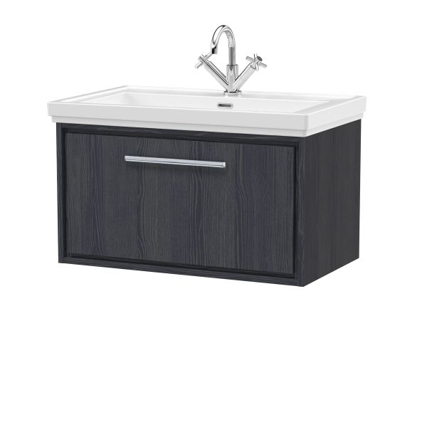 800mm Wall Hung Single Drawer Vanity with Basin - 1 Tap Hole - Hudson Reed LIL2225A Grey, Grey colour ,image 1