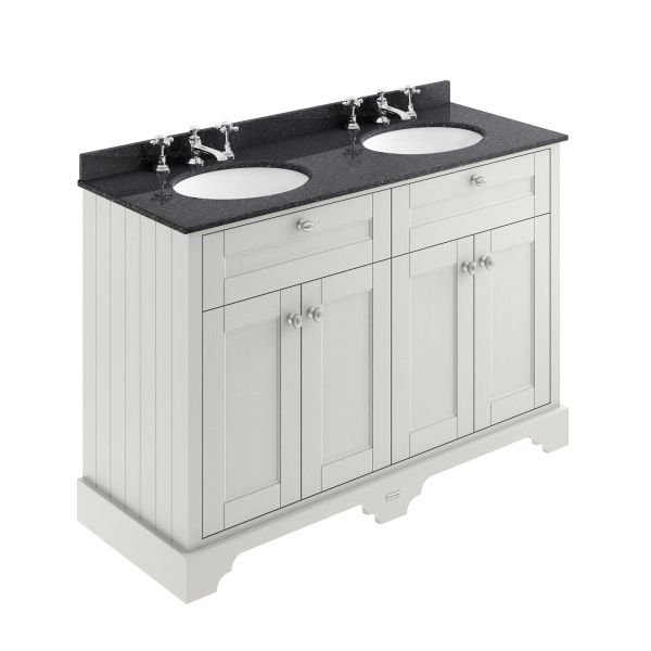 1200mm Cabinet & Double Marble Top (3TH) - Hudson Reed LOF466 Timeless Sand, Grey colour ,image 1