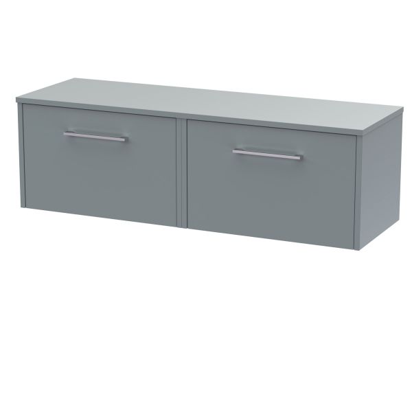 1200mm Wall Hung 2 Drawer Vanity & Worktop - Hudson Reed JNU2322W2 Grey, Grey colour ,image 1