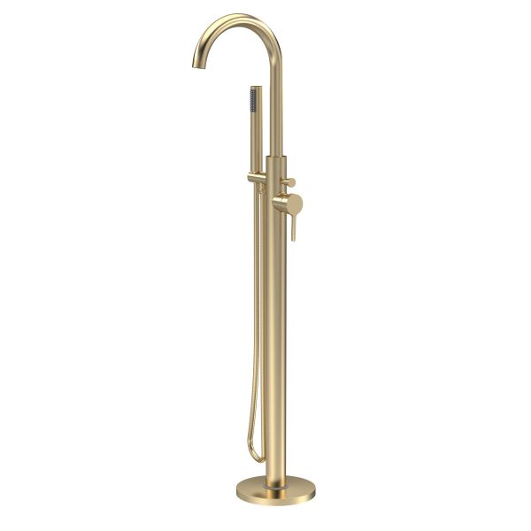 Tec Floor Standing Bath Shower Mixer - Nuie CLX821 Brushed Brass, Brushed Brass colour ,image 1