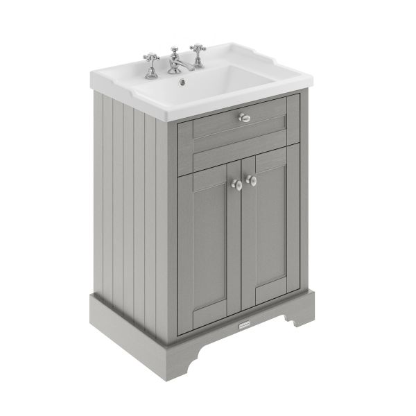 600mm Cabinet & Basin (3TH) - Hudson Reed LOF233 Storm Grey, Grey colour ,image 1