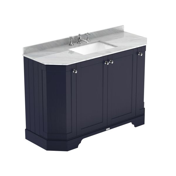 1200mm 4-Door Angled Unit & Marble Top 3TH - Hudson Reed LOF357 Twilight Blue, Blue colour ,image 1