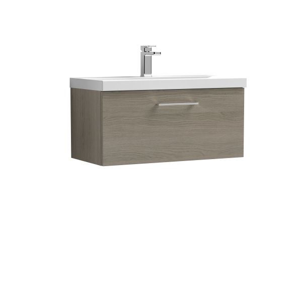 800mm Wall Hung 1 Drawer Vanity & Basin 3 - Nuie ARN2525D Oak, Oak colour ,image 1