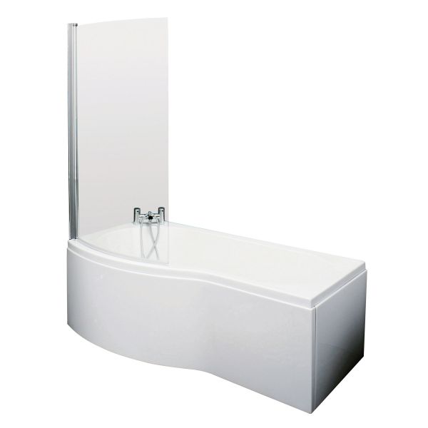 1700mm B Shaped Left Hand Bath Set - Nuie SBATH07 White, White colour ,image 1