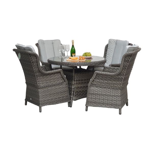 Victoria 4 Seat Rattan Round Dining Set, Grey colour ,image 1