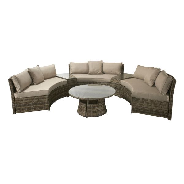 Juliet Half Moon Sofa Set Mixed Brown, Brown colour ,image 1