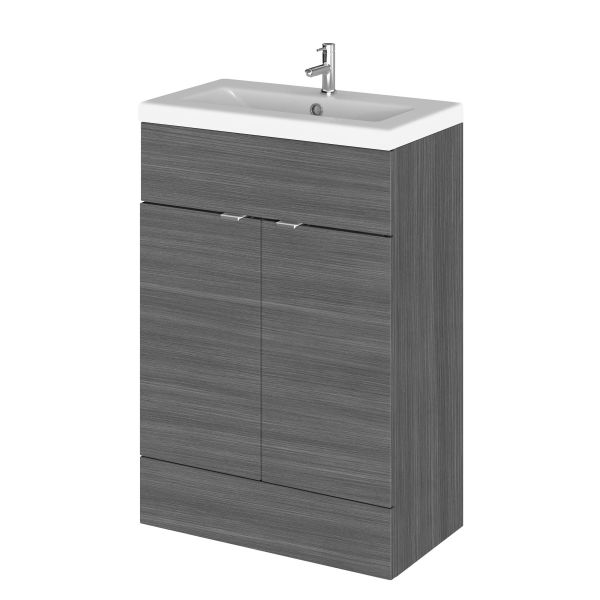 600mm Vanity Unit & Ceramic Basin - Hudson Reed CBI507A Anthracite Woodgrain, Brown/Grey colour ,image 1