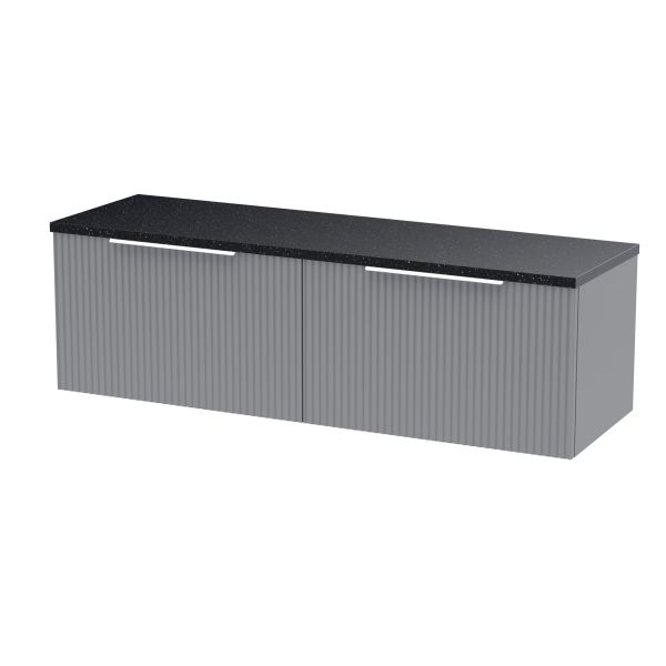 1200 Wall Hung 2-Drawer Vanity & Laminate Worktop - Hudson Reed DFF294LSB2 Grey, Grey colour ,image 1